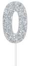 Silver Glitter Cake Topper - No 0